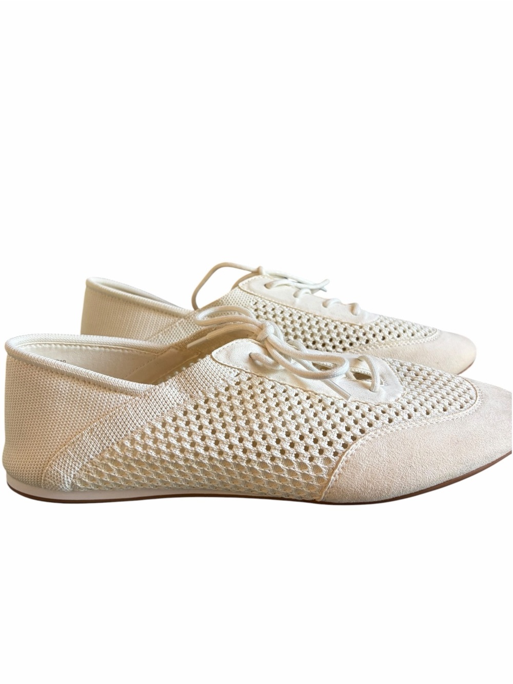 VIVAIA Yara Mesh Sneakerina Lace Up Flat Sneaker Cream Ivory Size 10 - Picture 3 of 10